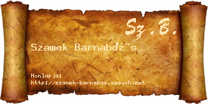 Szamek Barnabás névjegykártya